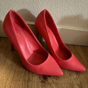 Mix No. 6 Coral-Pink Pointed Toe Stiletto Pumps